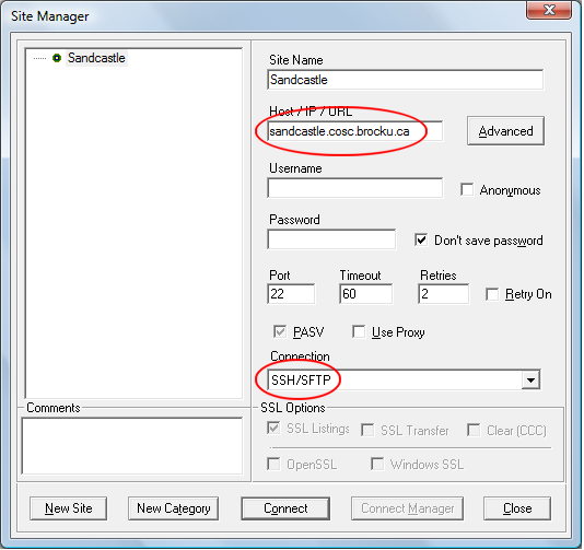 Core FTP LE 2.2 Site Manager